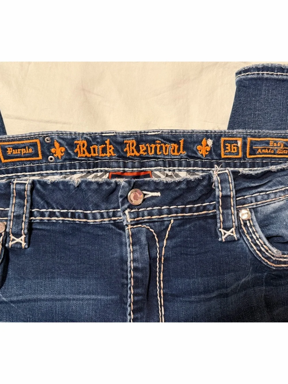 Rock Revival Purple Easy Ankle Skinny Stretch Jean EUC SZ 36 - Picture 9 of 15